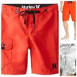 HURLEY Nike Dri-Fit Men's size 34 Golf Hybrid Shorts Orange 34x10 Swim Hike